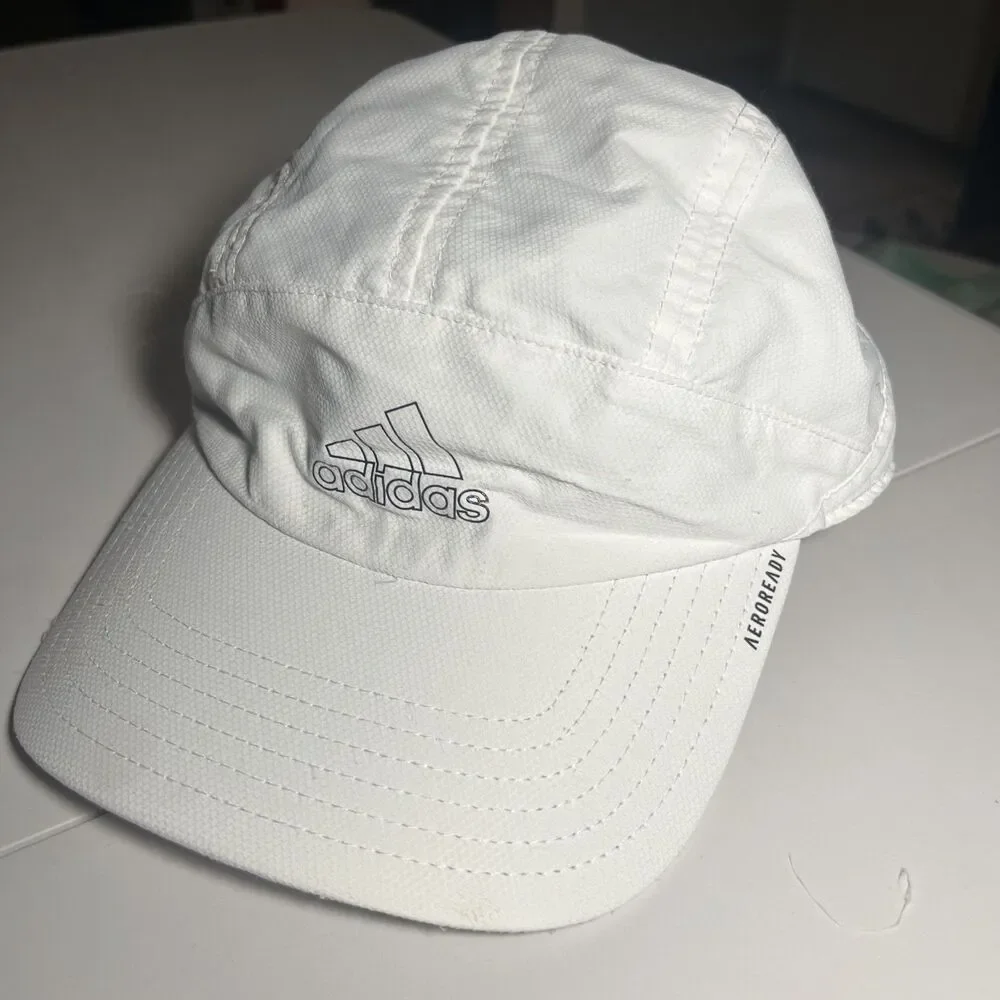 Adidas Aeroready White 5 Panel Cycling Running Adjustable Strapback Hat Cap